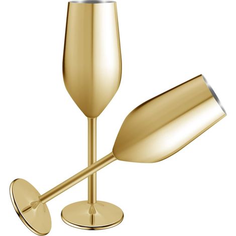Flûte À Champagne - Acier Inoxydable - 200 Ml - Or Rose - Incassable Sans Bpa - Pour Événements Et Fêtes - Lot De 6 (1/5)