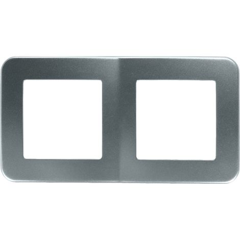 Marco PC 2 Módulos para Mecanismos Classic Plateado