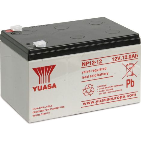 Yuasa – Batterie plomb étanche NP1212 12V 12Ah – VRLA sans entretien – Pour applications jouets, alarme, portail électrique