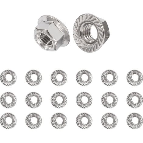 Écrous à Bride M4 Écrou Frein en Acier Inoxydable Écrou de Blocage Hexagonal avec Dentelée Conforme à Norme DIN 6923 20 Pièces (1/5)