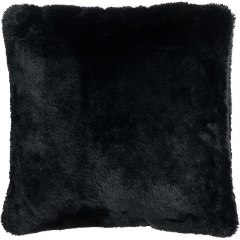 Coussin Imitation Fourrure "Cutie" 45x45cm Noir (1/2)