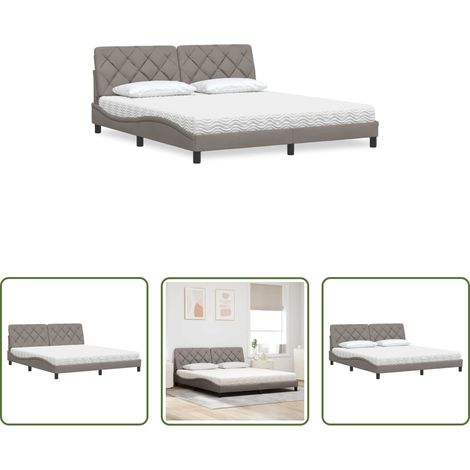 vidaXL Weiches Bett -  Bett mit Matratze Taupe 180x200 cm Stoff (1/5)