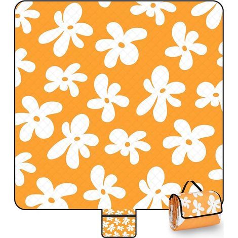 Limoncello Couverture de pique-nique 200 x 200 cm - Couverture de plage XXL imperméable sans sable - Tapis de plage pliable en structure à trois couches lavable - Portable pour camping, pique-nique (1/5)