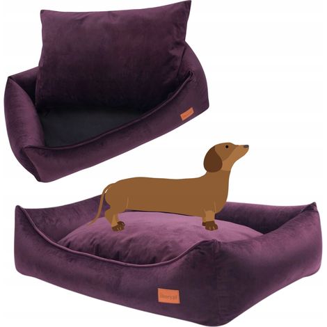 Cuccia per cani con cuscino removibile 70x55x18 cm Ukory velluto VIOLA (1/5)