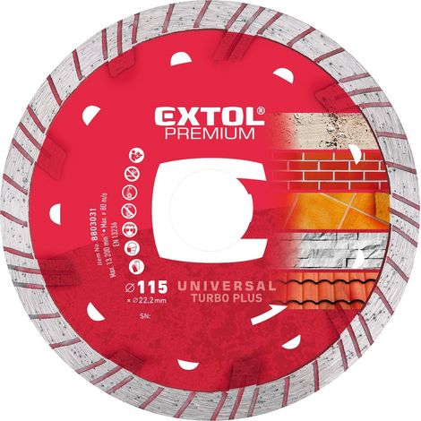 Disco de corte de diamante EXTOL PREMIUM TURBO PLUS - corte en seco y húmedo, O 115x22.2x2mm 8803031
