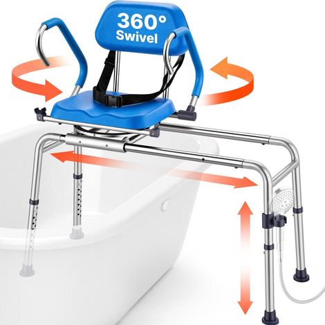 Cadre Aluminium 150 kg Bain Sécurisé au Quotidien Chaise de Baignoire Coulissante pour Seniors et PMR (1/5)
