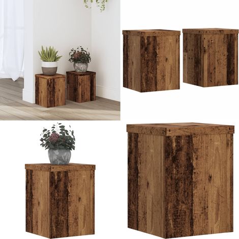 Pflanzenständer 2 Stk. Altholz-Optik 15x15x20 cm Holzwerkstoff - Holzwerkstoff - Altholz (1/5)