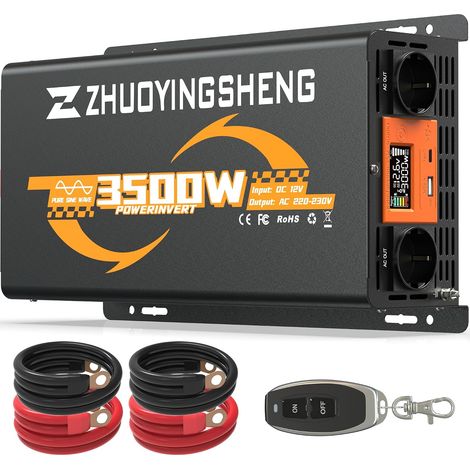 3500W Convertisseur 12v 220v Pur Sinus ,Transformateur,Onduleur Pur Sinus,avec télécommande,per Camions,VéHicules, Camping (1/5)