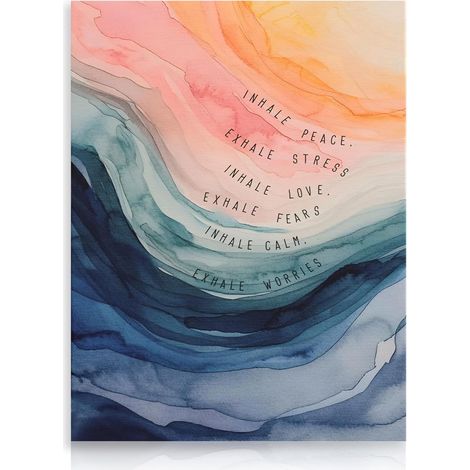 Poster Santé Mentale, Aquarelle Abstraite Inhale Exhale pour Bureau de Thérapie Chambre 30×40 cm Non Encadré (1/5)
