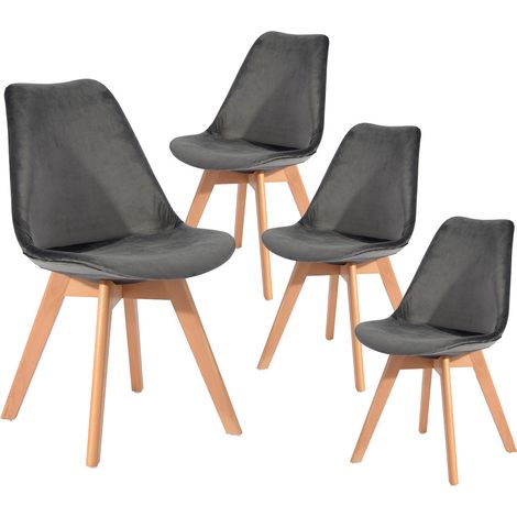 FULVIO - Lot de 4 Chaises Velours Grises (1/5)