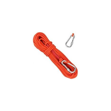 Corde escalade tressée en polypropylène 20M – Résistante à l'usure, corrosion et UV – Mousqueton en alliage d'aluminium inclus – Orange (1/5)