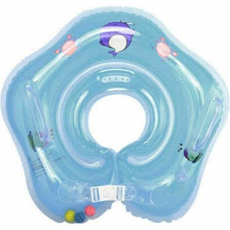 Flotador inflable para bebés y niños pequeños, ideal para la bañera o ducha, como collar de baño o juguete. También sirve como flotador de seguridad y accesorio para la piscina. Modelo: Azul.