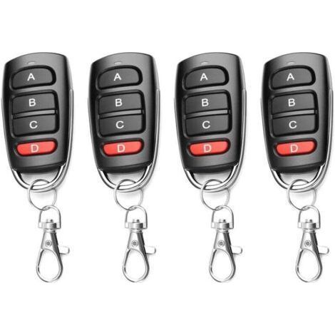 4PCS Telecommande Universelle Portail 433 Mhz, Duplicateur Porte de Garage Telecommande, Telecommande Garage Remplacement Sans Fil à 4 Boutons, Clonage Porte de Garage pour Porte Électrique (1/5)