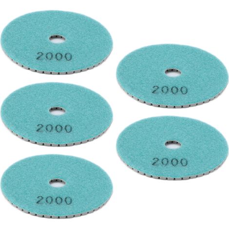 Lot de 5 Disques de Polissage Diamant 100mm, Pad Humide Souple pour Marbre Granit Céramique, Grain 2000 (1/5)