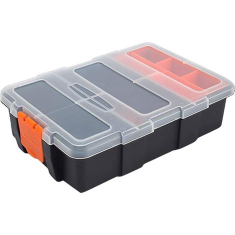 Scatola portautensili in plastica, scatola portaoggetti impermeabile impermeabile portatile con scomparto divisorio regolabile e rimovibile per attrezzi, viti, chiodi, rivetti, bulloni (1/5)