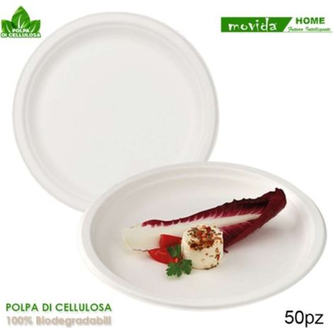 Confezione 50 Piatti Piani In Cellulosa Bio