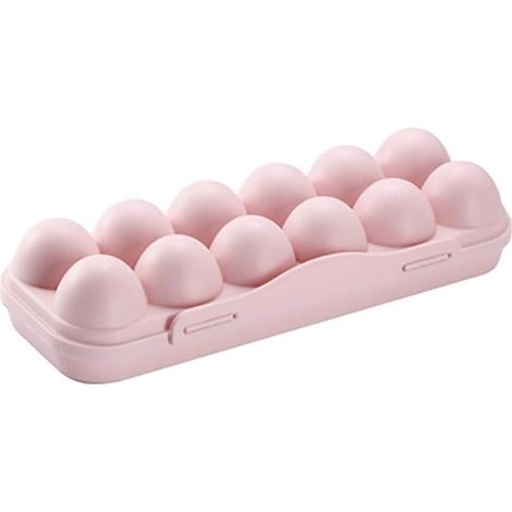 (Rose)Boîte de rangement à œufs en plastique avec couvercle pour 12 œufs, convient pour réfrigérateur, extérieur (1/5)