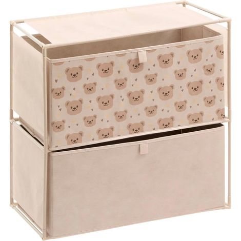 Commode Enfant 2 Tiroirs "Orso" 60cm Beige (1/3)