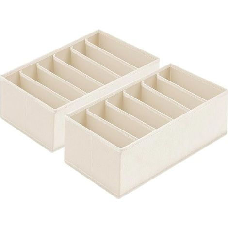 Set of 2 Folding Drawer Organizer, Beige (1/3)