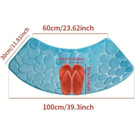 Bleu ciel - petits cailloux 4000cm (corail polaire en forme d'éventail 0,8cm) Tapis de sol en polaire corail, tapis antidérapant galets pour toilettes/salle de bain, tapis de salle de bain absorbant p (1/5)