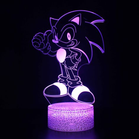 Lampe de nuit 3D Sonic avec télécommande, lampe de table colorée craquelée LC-1030, cadeau lumineux multicolore (1/4)