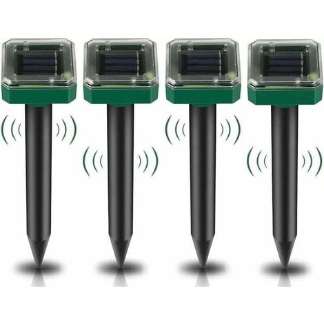 Repelente solar de topos con ultrasonidos, paquete de 4, resistente al agua IP65, ideal para exteriores, ideal para tuzas, serpientes, topos y cucarachas (H285) (1/4)