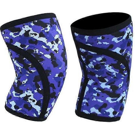 Lot de 2 genouillères pour soulager les douleurs au genou, genouillères de compression, soutien du genou pour femmes et hommes - Genouillères de course, manchons de genou pour haltérophilie - Bleu M (1/5)