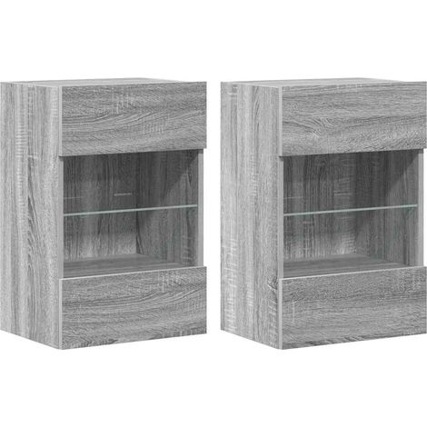 Meubles muraux avec lumières LED pour TV 2 pcs，Banc TV，Armoire TV sonoma gris 40x30x60,5cm CFW426413 (1/5)
