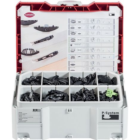 Lamello – Kit d'assortiment d'éléments d'assemblage P-System – 80 paires Clamex P-14 – 80 paires Tenso P-14 avec clip – Systainer T-Loc Gr. II