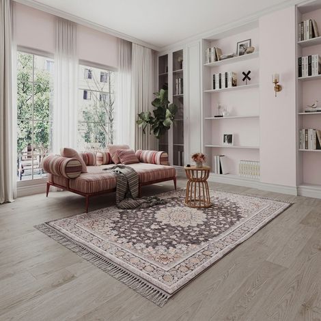 Tapis persan Rasam - 300x200cm, Rectangular - 100% Acrylique - Tissé - Gris