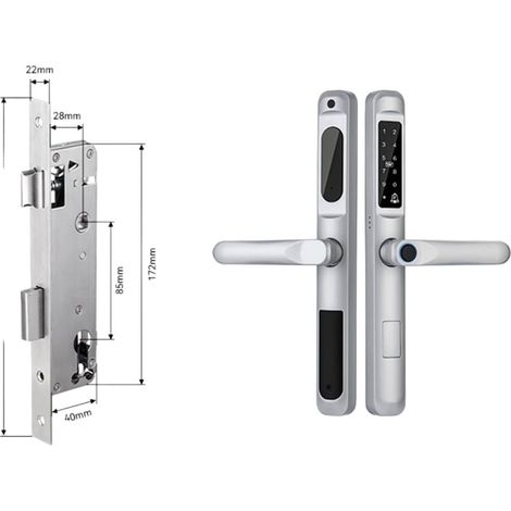 Serrure de porte intelligente Tuya WiFi App étanche serrure de porte intelligente en aluminium serrure biométrique empreinte digitale poignée de porte serrure numérique sans clé for verre coulissant ( (1/5)