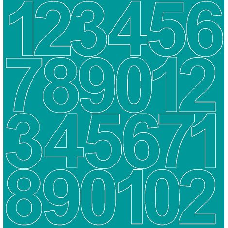 Adesivi numerici autoadesivi da 12 cm, turchesi lucidi