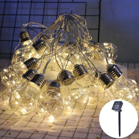 Solar Lichterkette 8 Meter/20 LED Deko Glühbirnen Warmweiß Solarbetrieben für Weihnachten Party Deko Schmuck Girlande Dekoration Garten Balkon (1/5)