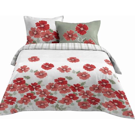 Parure housse de couette 240x220 cm Florence rouge 100% coton