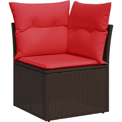 Canapé de jardin，Canapé d'extérieur，Sofa de jardin avec coussin Marron 62 x 62 x 69cm polyrotin CFW155347 (1/5)