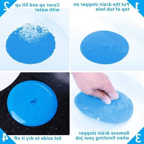 Bouchon de baignoire en silicone - Accessoires pour baignoire, cuisine et salle de bain (Bleu) - 15 cm - Bouchon de vidange - Bouchon d'évier (1/5)