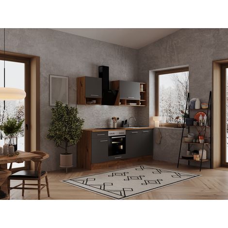 Cucina blocco cucina blocco cucina cucina componibile rovere grigio Hilde 220 cm Respecta