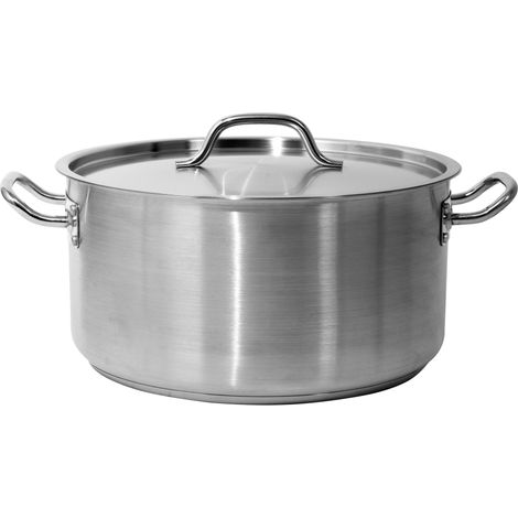 Niedriger Profi-Kochtopf mit Deckel 36x18 cm, 18,3 l, Edelstahl 21/0