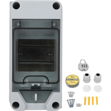 Boîte de Protection de Distribution 3 voies IP65 étanche à l'eau disjoncteur extérieur jonction en plastique électrique avec Rail de verrouillage par mot de passe HT-3 (1/5)