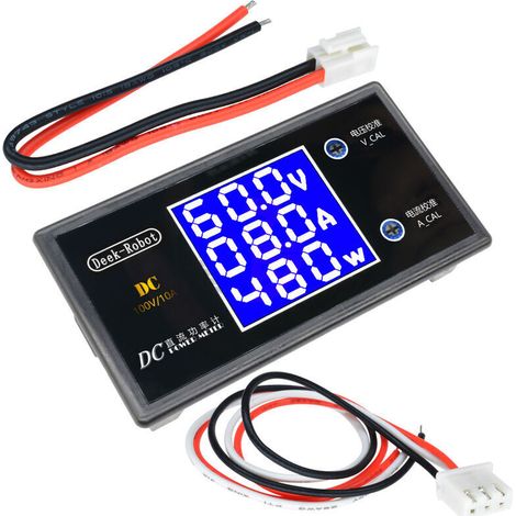 Voltmetro digitale con display LCD, amperometro, wattmetro, misuratore di tensione e corrente, rilevatore di tensione, tester, 12V 24V 36V 1000W -Crezuo