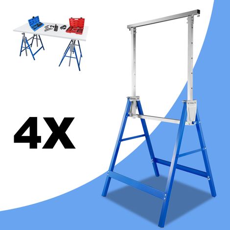 Randaco Cavalletti telescopici Confezione da 4, Cavalletto pieghevole in metallo, Carico massimo 200 kg, Blu (1/4)