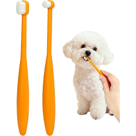 Lot de 2 Brosses à Dents pour Chien et Chat Ultra Douces Poils Nano pour Chiens Sensibles et Chats Nettoyage Dentaire Hygiène Buccale Brosse à Dents Ronde Poils Souples Soin Dentaire (1/5)
