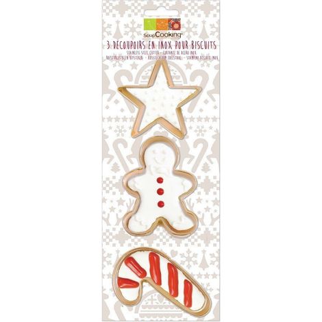 Découpoir inox doré gingerman canne étoile x3 - ScrapCooking