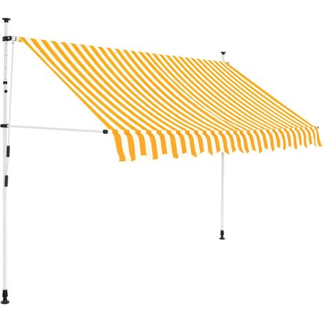 Toldo manual retráctil 250 cm naranja y blanco a rayas vidaXL