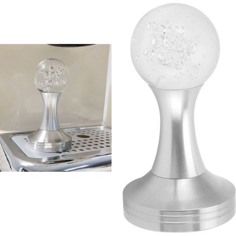 Kaffeetamper in Kristallkugelform, Edelstahlfuß, Hammer für Küche und Café, 51 mm / 2 Zoll silberne Säule (1/5)