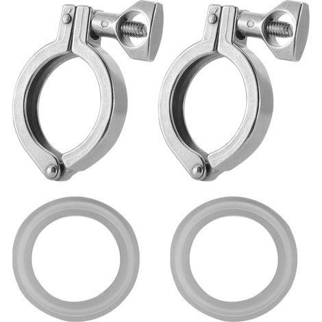 Tri-Clamp Edelstahl 304 Single Pin Heavy Duty Tri Clamp mit Flügelmutter-Clamp mit Flügelmutter mit Silikondichtung für Ferrulenwerkzeug （2 Pack） (1/5)