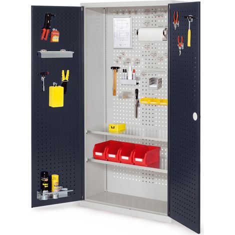 Kappes ®RasterPlan Werkzeugschrank 1950x1000m Modell 5 Tiefe 410mm Lochplattentüren anthrazitgrau