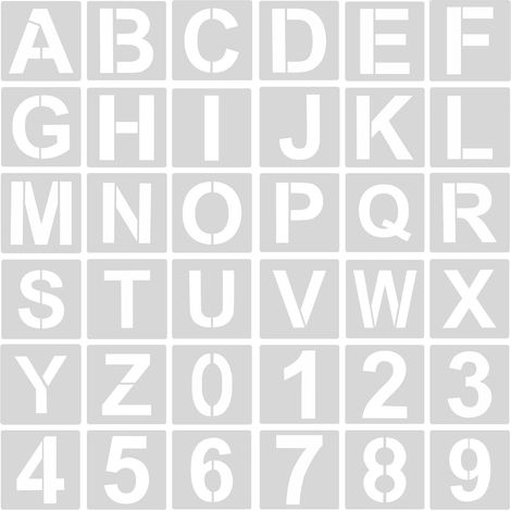 36pcs Alphabets Numéro Pochoirs, 12.5cm Plastique Pochoir de Lettres Pochoirs d'Artisanat de Numéros pour La Peinture DIY Art Projects Décoration (1/5)