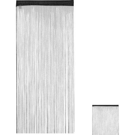 Rideau Fils, Rideau Franges, Rideau de Porte fenêtre, Rideau Hauteur 245 cm, 90x245 cm, Noir (1/5)
