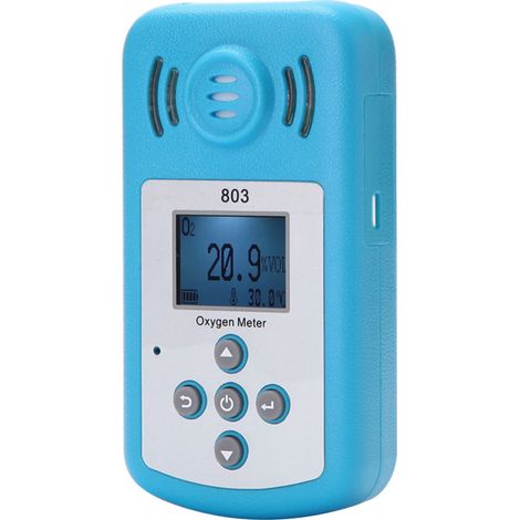 Oxímetro portátil para medir la concentración de oxígeno (O2) con pantalla LCD y alarma sonora y visual. (1/5)